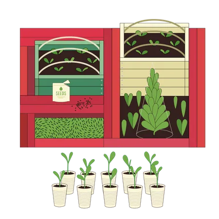 Agricultura y jardinería urbanas.  Ilustración