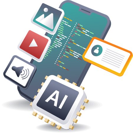 AI Applications in Smartphone Programming  Illustration