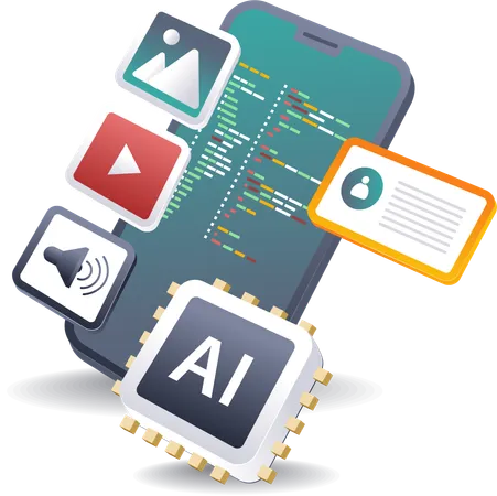 AI Applications in Smartphone Programming  Illustration