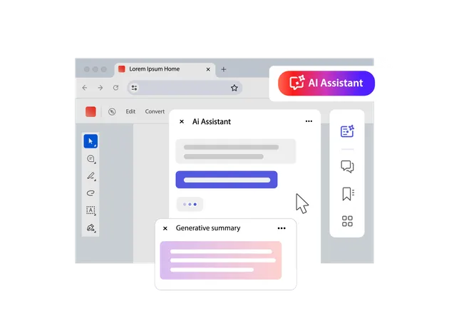 AI Assistant in pdf reader  Illustration
