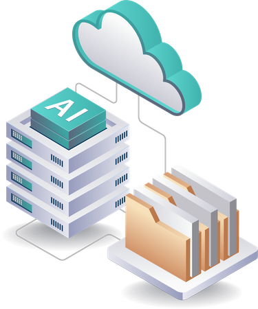 AI Database Management in Cloud Server Technology  Illustration