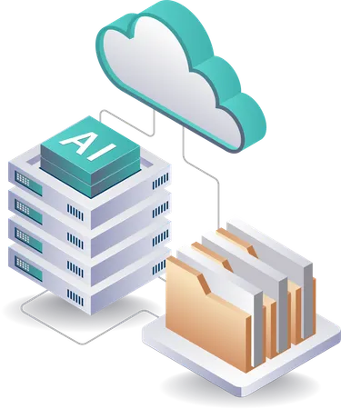 AI Database Management in Cloud Server Technology  Illustration