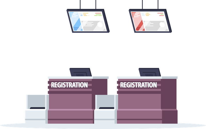 Airport registration counter  일러스트레이션