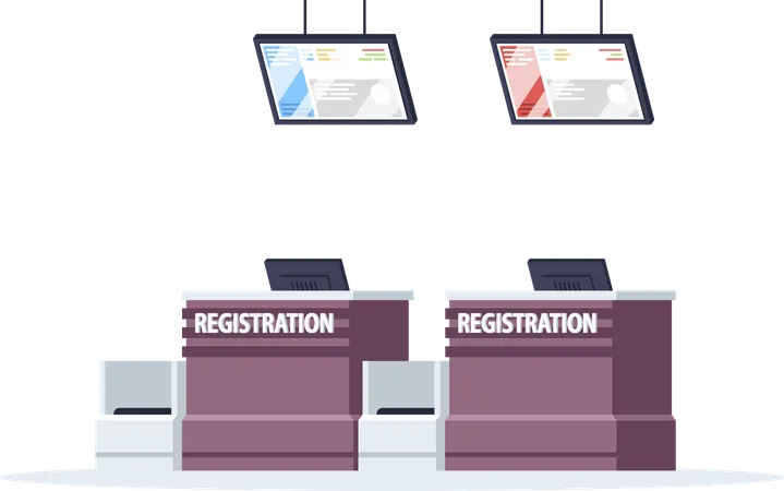 Airport registration counter  일러스트레이션