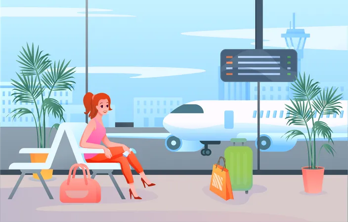 Airport waiting area  イラスト