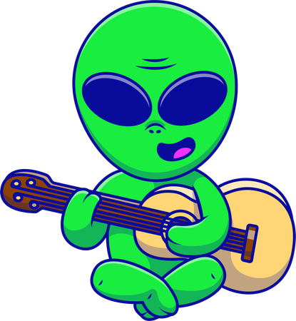 Alien assis et jouant de la guitare  Illustration