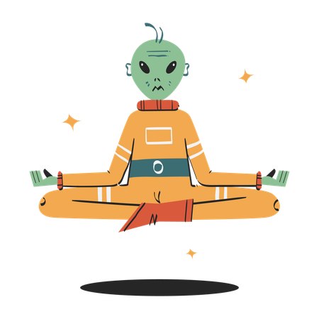 Alien doing meditation  Illustration