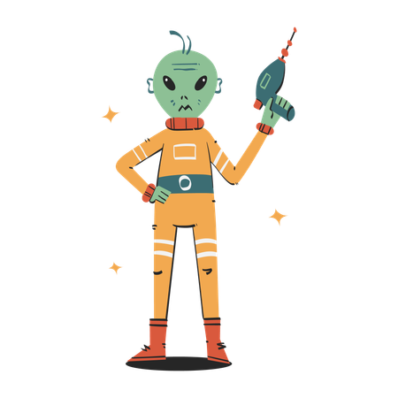 Extraterrestre tenant un pistolet  Illustration