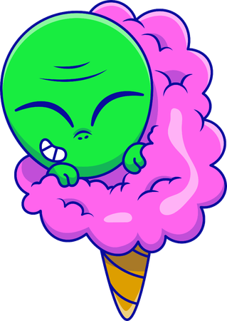 Alien On Candy Cotton  Illustration