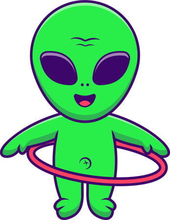 Alien Playing Hulahoop  Illustration