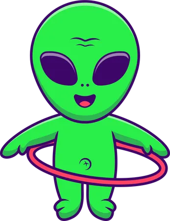 Alien Playing Hulahoop  Illustration