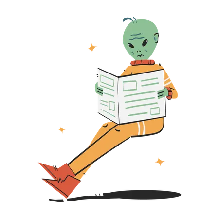 Alien reading book  Illustration