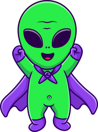 Alien Super Hero Flying  Illustration