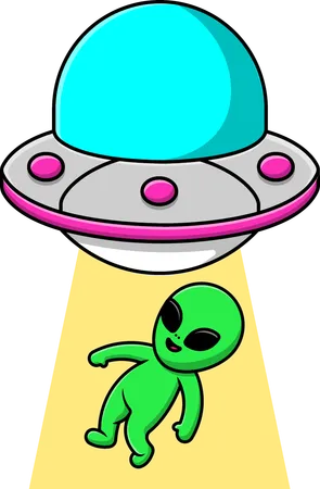 Extraterrestre volant avec ovni  Illustration