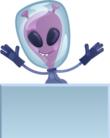 Alien with blank banner  Illustration