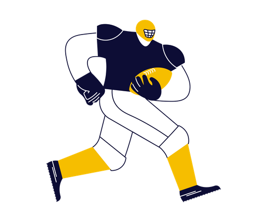 American footballer running with ball  イラスト