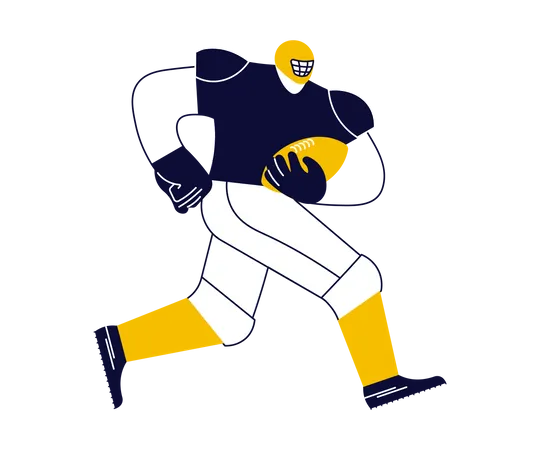 American footballer running with ball  イラスト