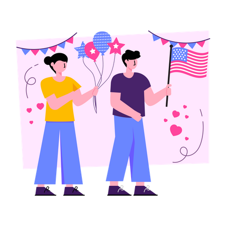 American Independence Day  イラスト