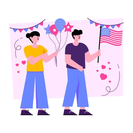 American Independence Day  イラスト