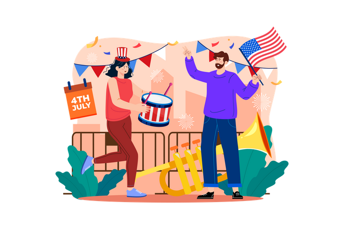 American Independence Day  イラスト