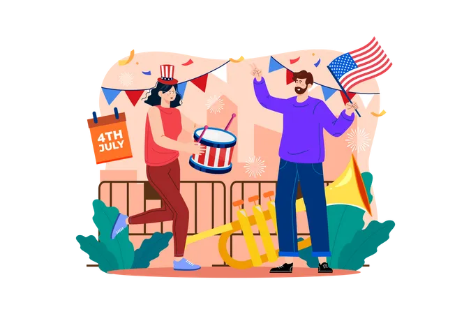 American Independence Day  イラスト