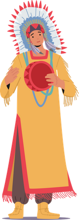 American Shaman in Tribal Dress  イラスト