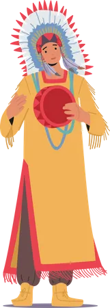 American Shaman in Tribal Dress  イラスト