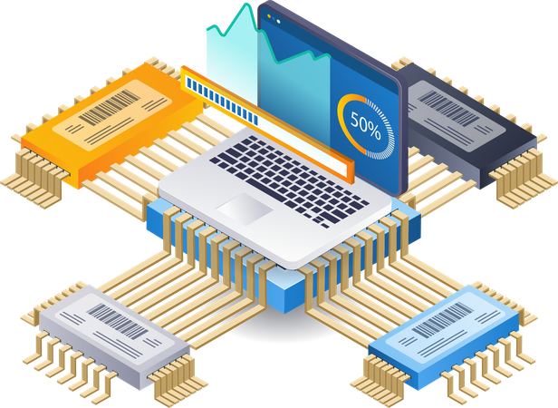 Análise da tecnologia de velocidade VGA do computador  Ilustração