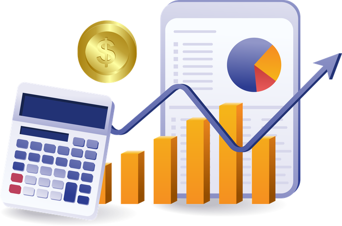 Cálculo de datos de análisis de crecimiento empresarial plano  Ilustración