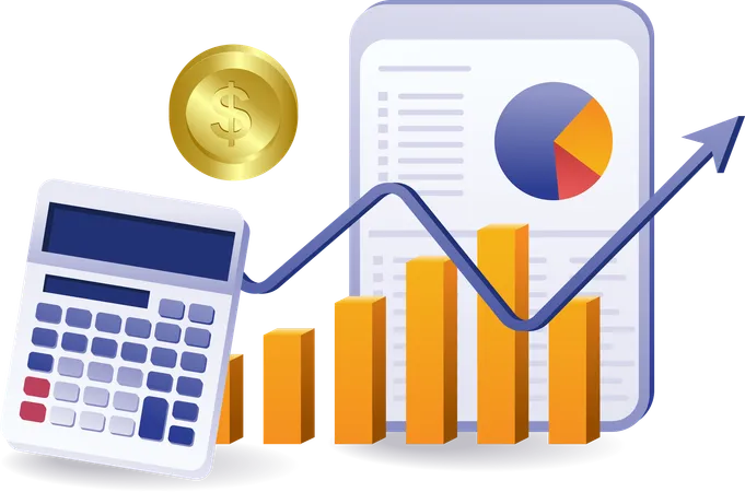 Cálculo de datos de análisis de crecimiento empresarial plano  Ilustración