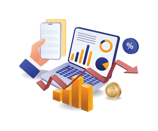 Professionnel de l'analyse commerciale à succès  Illustration