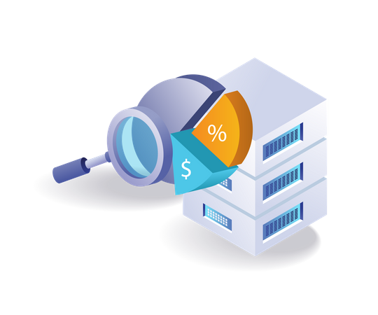 Analyse graphique à secteurs des données du serveur cloud  Illustration