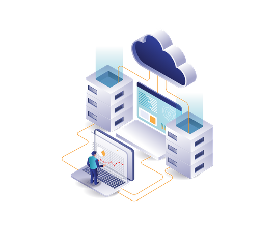 Professionnel de l'analyse de données de serveur cloud  Illustration