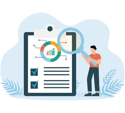 Homme effectuant une analyse de marché  Illustration