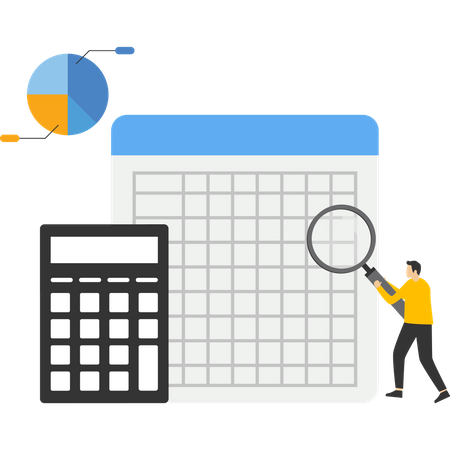 Professionnel analysant les données du budget de l'entreprise  Illustration