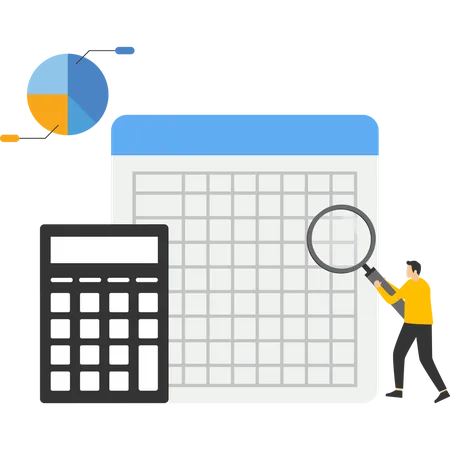 Professionnel analysant les données du budget de l'entreprise  Illustration