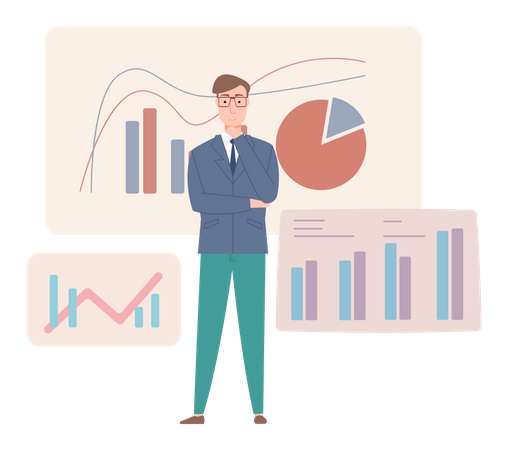 Analytics by businessman  Illustration