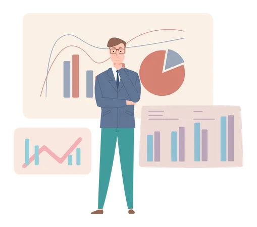 Analytics by businessman  Illustration