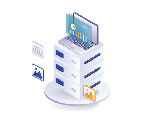 Analytics computer server  Illustration