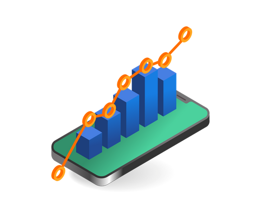 Analytics graph on smartphone  Illustration