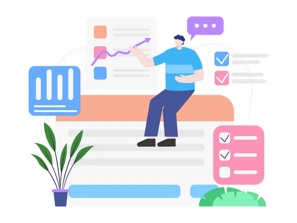 Analyze growth graph  일러스트레이션