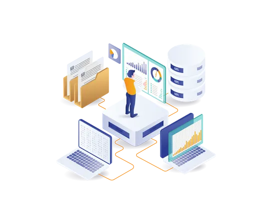 Analyzing the security of the company's central data servers  Illustration