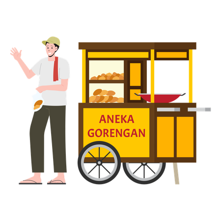 Aneka Gorengan Street Vendor  일러스트레이션