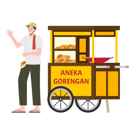 Aneka Gorengan Street Vendor  일러스트레이션