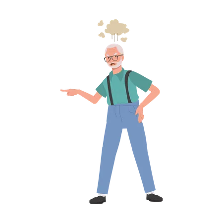 Angry Elderly man Voicing Complaints  Illustration