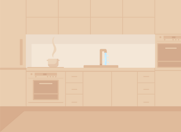 Apartment with Kitchen appliance  イラスト