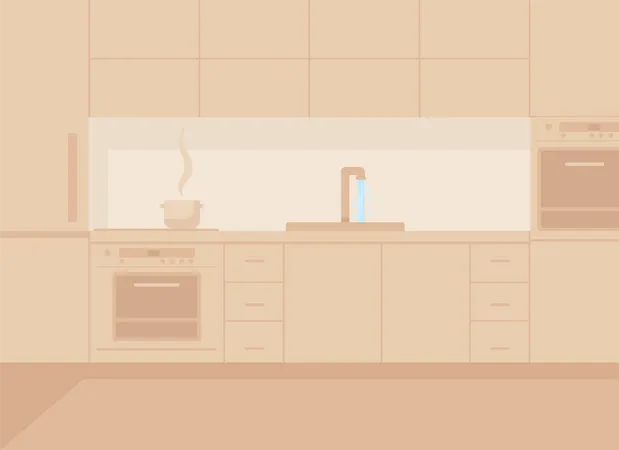 Apartment with Kitchen appliance  イラスト