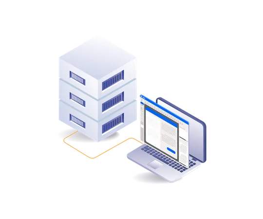 Aplicación de control de servidor de datos informáticos.  Ilustración