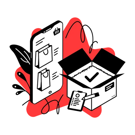 Aplicativo de compras para celular  Ilustração