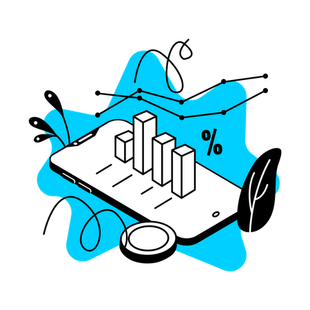 Aplicativo móvel financeiro estatístico  Ilustração